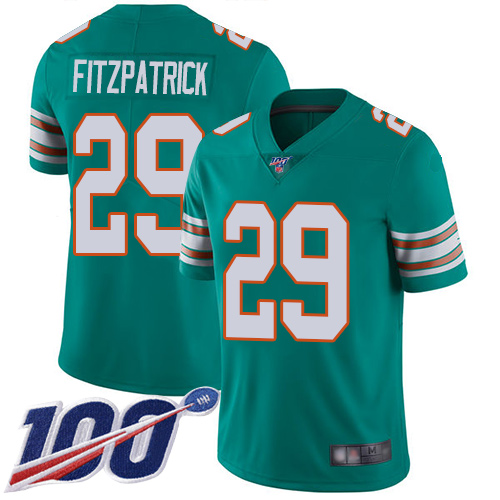Cheap Nike Miami Dolphins 29 Minkah Fitzpatrick Aqua Green Alternate Men Stitched NFL 100th Season Vapor Limited Jersey